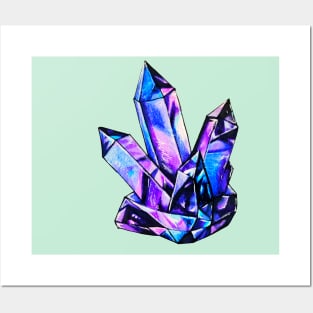 Purple Blue Crystal Posters and Art